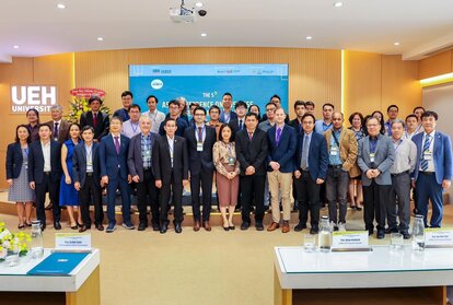 Bugra Kilinc (front, eighth from the left) at the 4th Asia Conference on Business and Economic Studies, organised by FNF Vietnam's partner - University of Economics Ho Chi Minh City (UEH)