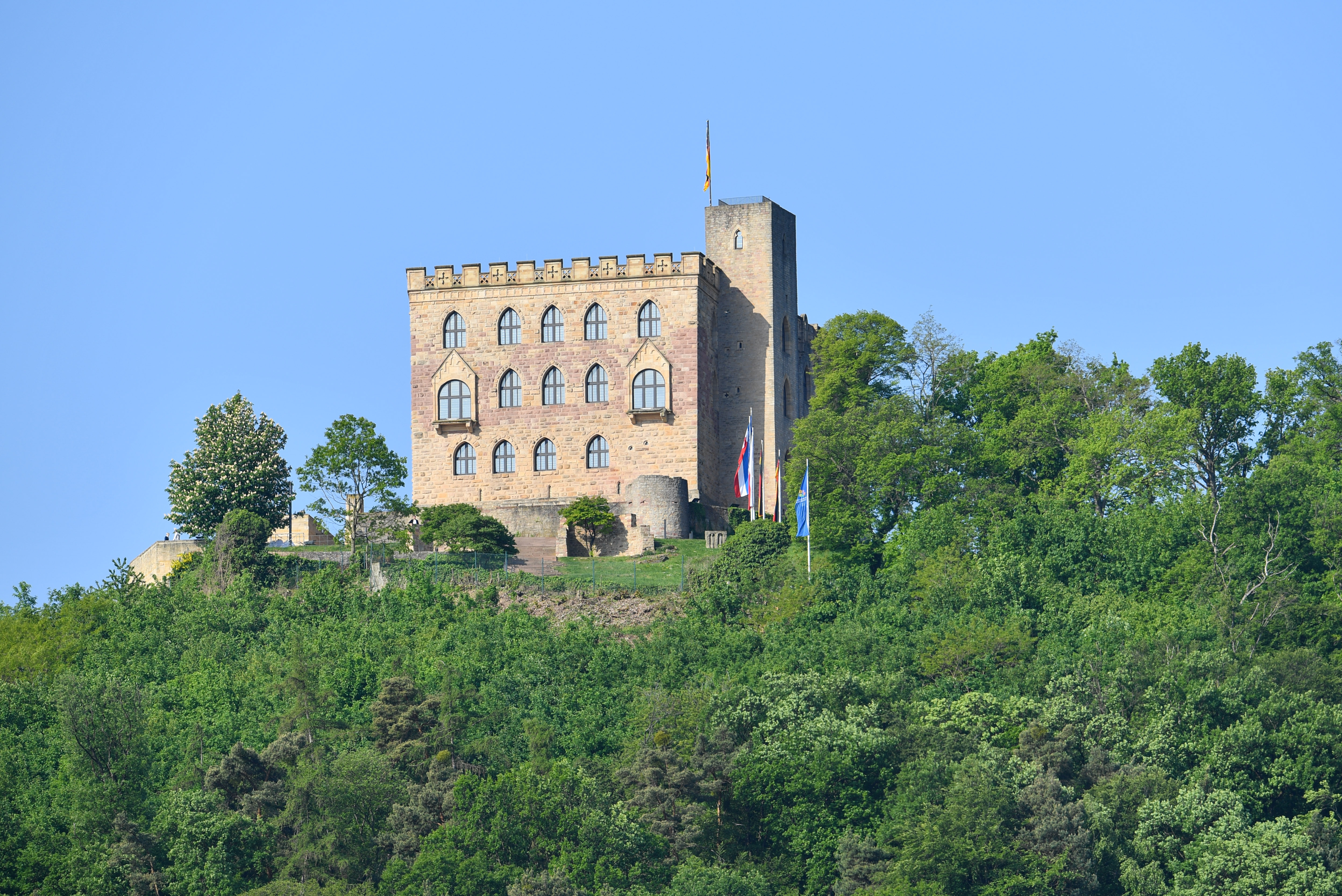 Blick auf das Hambacher Schloss auf dem Schlossberg