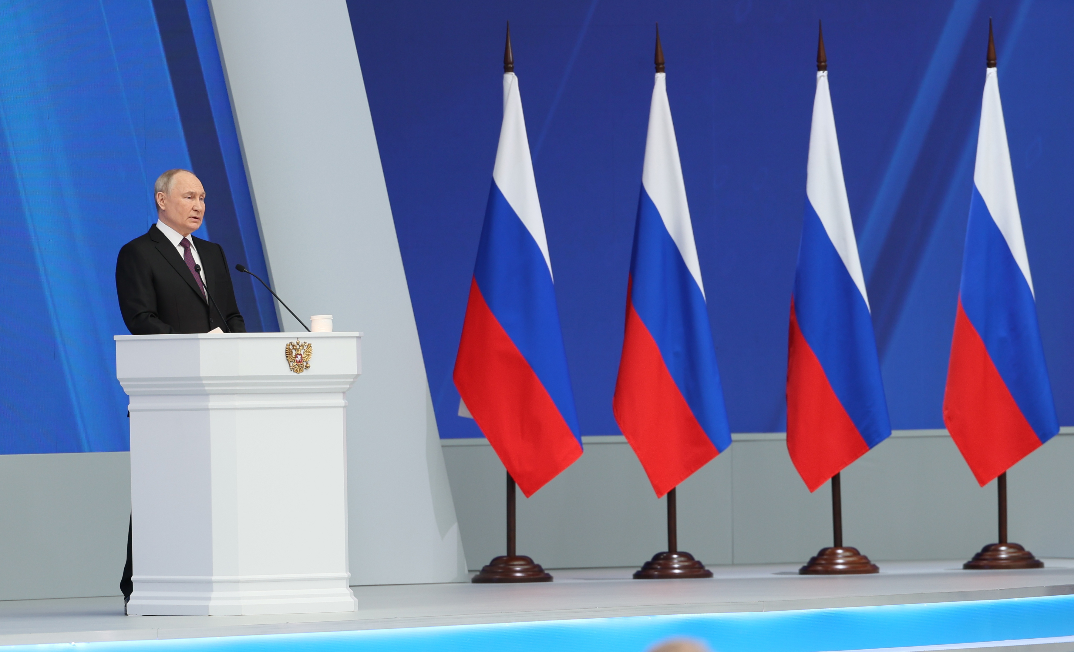 Der russische Präsident Wladimir Putin hält seine Rede zur Lage der Nation in Moskau, Russland,Der russische Präsident Wladimir Putin hält seine Rede zur Lage der Nation in Moskau, Russland,