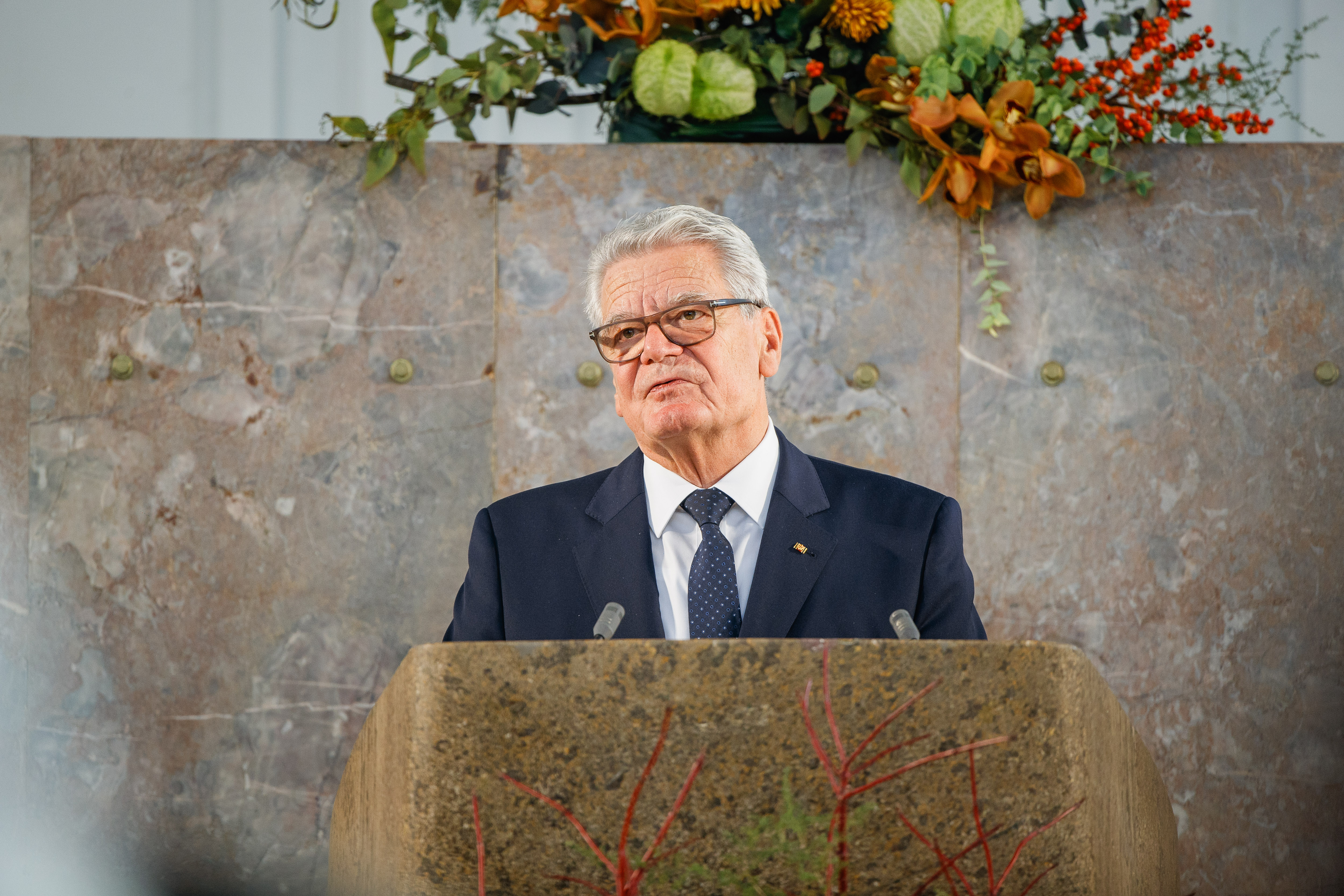 Joachim Gauck, Bundespräsident a.D., während seiner Dankesrede