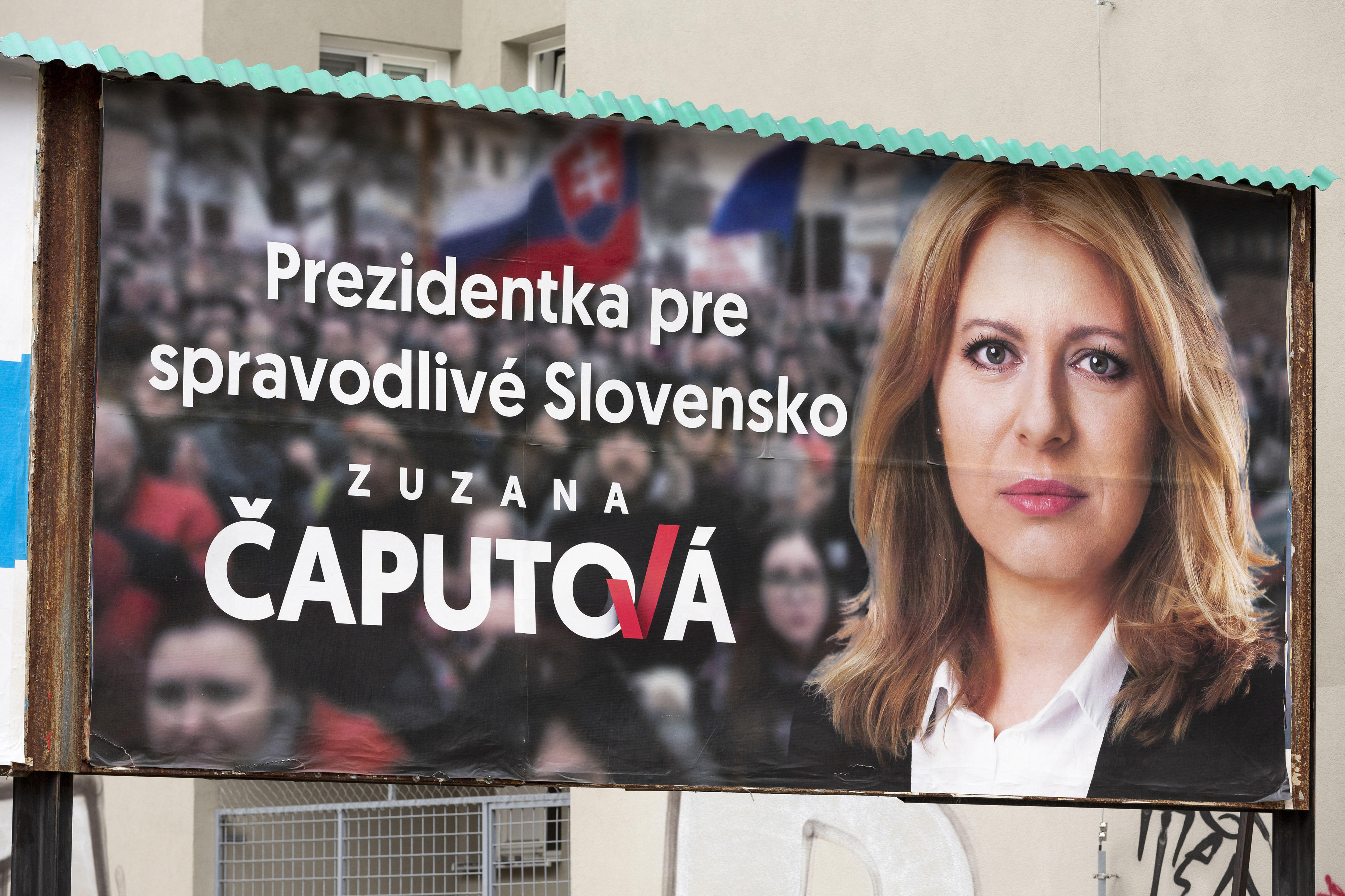 Das Wahlplakat von Zuzana Caputova für die Präsidentsschaftswahlen 2019 Slowakei.