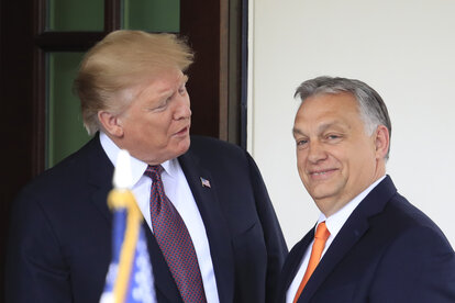 hen-U.S. President Donald Trump welcomes Hungarian Prime Minister Viktor Orban to the White House in Washington, Monday, May 13, 2019.