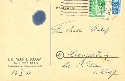 Postkarte von Marie Baum