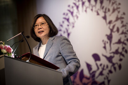 Presiden Taiwan, Tsai Ing-Wen menyampaikan pidato pembukaan