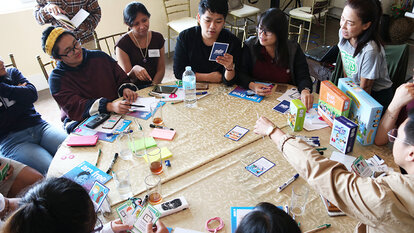 Participants playing the Human Rights card game