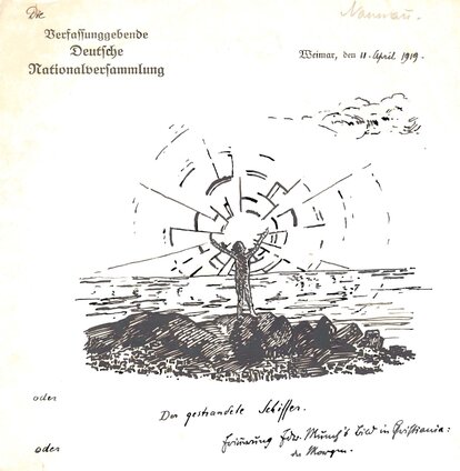 Tuschezeichnung von Friedrich Naumann, 1919