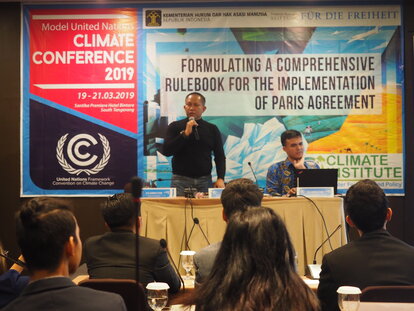 Dr. Ir. Mahawan Karuniasa M.M, from University Indonesia as the Resource Person, talking about the Negotiation Process during COP