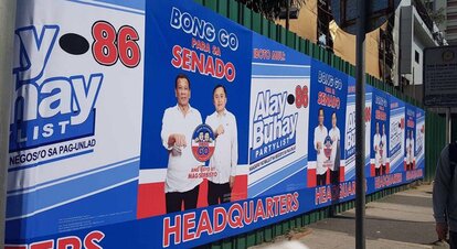 Campaign posters of Bong Go, endorsed by Pres. Duterte