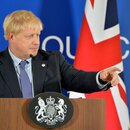 Boris Johnson auf der Pressekonferenz in Brüssel.