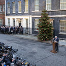 Prime Minister Boris Johnson delivers a speech outside 10 Downing Street after winning a majority for the Conservatives in the 2019 General Election.