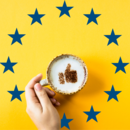 EU flag and coffee cup with a "like"