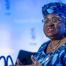 Ngozi Okonjo-Iweala bei einer Pressekonferenz im Hauptquartier der WTO