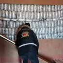 Ein türkischer Zollbeamter bei der Sicherstellung einer Ladung Cannabis