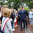 Der französische Präsident Emmanuel Macron in einem Wahllokal in Le Touquet, Nordfrankreich, anlässlich der französischen Parlamentswahlen am 19. Juni 2022