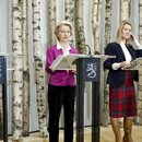 Die finnische Premierministerin Sanna Marin, die Präsidentin der Europäischen Kommission Ursula von der Leyen, die estnische Premierministerin Kaja Kallas und die stellvertretende schwedische Premierministerin Ebba Busch