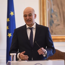 Der griechische Außenminister Nikos Dendias auf einer Pressekonferenz 