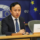 BRUSSELS, Oct. 19, 2019 (Xinhua) -- Abraham Liu, Huawei's chief representative to the EU, attends the debate organized by the European Parliament in Brussels, Belgium