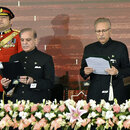 Premierminister Shehbaz Sharif während einer Zeremonie im Präsidentenpalast in Islamabad, Pakistan, am Montag, den 4. März 2024, ab.