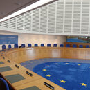Der Gerichtssaal, aufgenommen am 22.04.2013 im Europäischen Gerichtshof für Menschenrechte (EGMR)