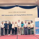 Die JuLis Ria Schröder, Franziska Brandmann, Moritz Körner zu Besuch in unserem Stiftungsbüro in Yangon