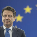 Der italienische Ministerpräsident Giuseppe Conte bei seiner Rede zur Zukunft Europas im EU-Parlament in Straßburg.