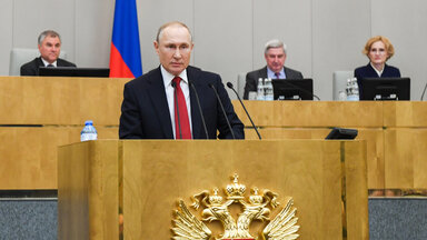 Der russische Präsident Putin bei seiner Ansprache in der Duma 