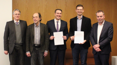 v.l.n.r. Dr. Wolther von Kieseritzky, Prof. Dr. Ulrich Sieg, Dr. Peter Tietze, Dr. Robin Simonow, Prof. Dr. Ewald Grothe 